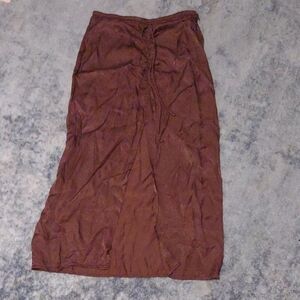 Zara | 100% Viscose Brown Ruched Maxi Pencil Skirt